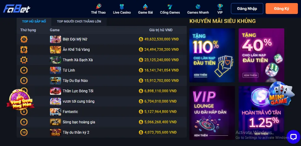 Các loại hình cá cược tại 23win1